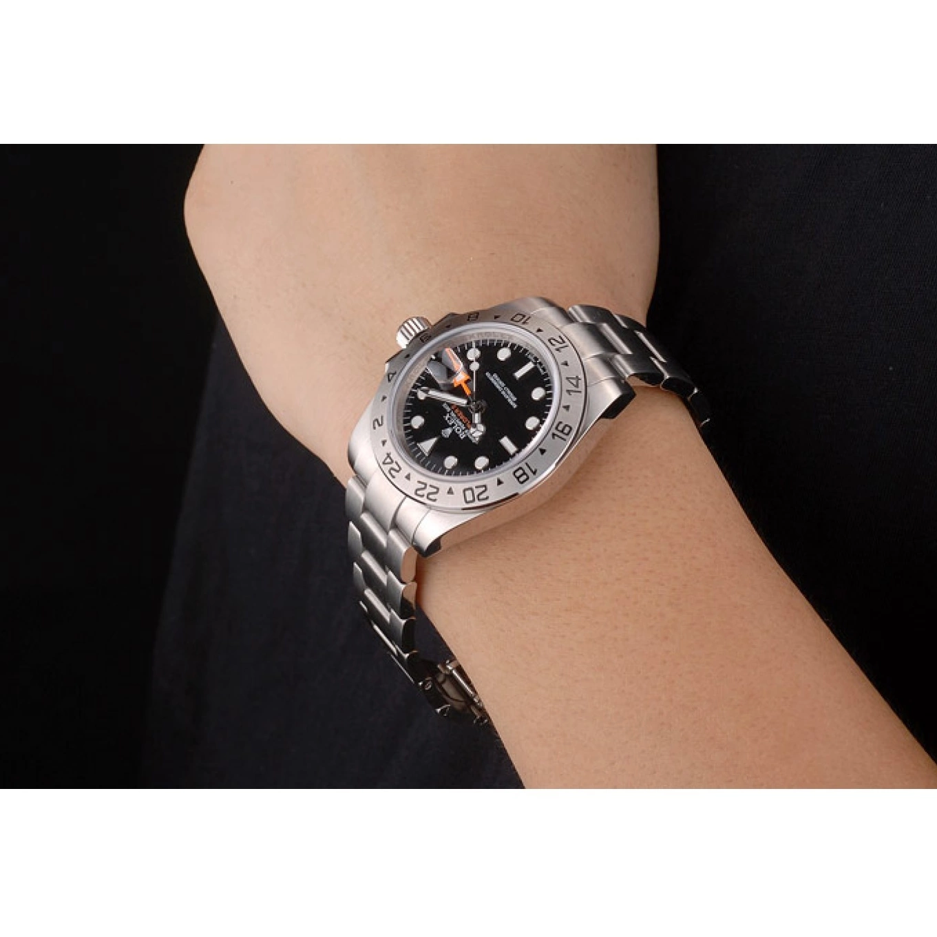 Aaa replica watch Watch Explorer Steel Stainless Dial Rolex Bezel Black 0814